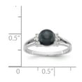 thumbnail image 2 of Solid 14k White Gold 6mm Black Freshwater Cultured Pearl Diamond Ring Band Size 5.5 (.072 cttw.), 2 of 3