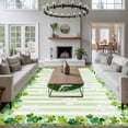 thumbnail image 3 of Area Rug for Living Room, St. Patrick's Day Non-Slip Indoor Large Carpet for Bedroom/Dining Room, Lucky Shamrock Leaves Lips Green Stripes Washable Low-Profile Rectangle Floor Runner Rugs - 5 x 8 Ft, 3 of 8