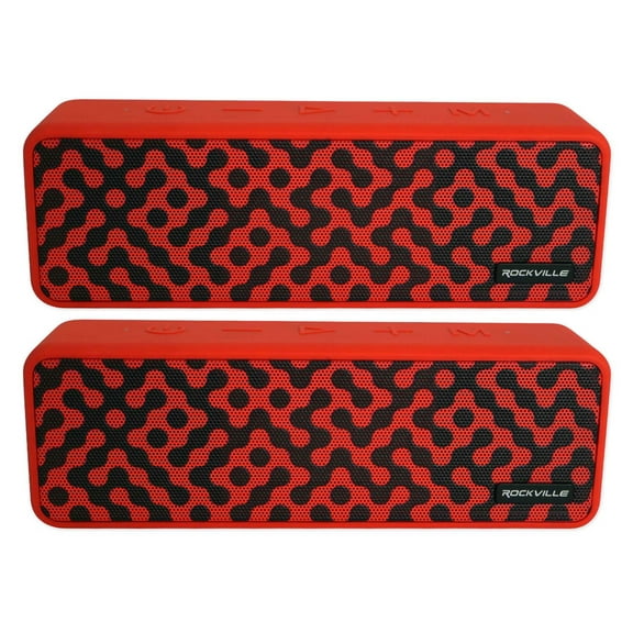 (2) Rockville Faze Red 50w Portable Bluetooth Speakers w/TWS Wireless Linking