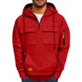 thumbnail image 5 of Men Hoodie Fleece Oversized Sweatshirts Quarter Zip Pullover Drawstring Multi-Pocket Outdoor Casual coat, 5 of 9