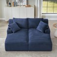 thumbnail image 4 of 71" Oversized Double Chaise Lounges Indoor, Upholstered Corduroy Sofa Bed with Dual Cup Holders, Sectional Sleeper Loveseat for Living Room, Blue, 4 of 9