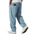 thumbnail image 2 of Men's Corduroy Casual Pants Drawstring Elastic Waist Straight Leg Trousers with Pocket Loose Fit Solid Color Fall Winter Sweatpants Sky Blue XXXL, 2 of 3
