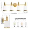 thumbnail image 5 of Bathroom Vanity Light Over Mirror, 4 Light Gold Bathroom Light Fixtures with Frosted Milk Glass, Modern Vanity Lighting Wall Mount, 5 of 7