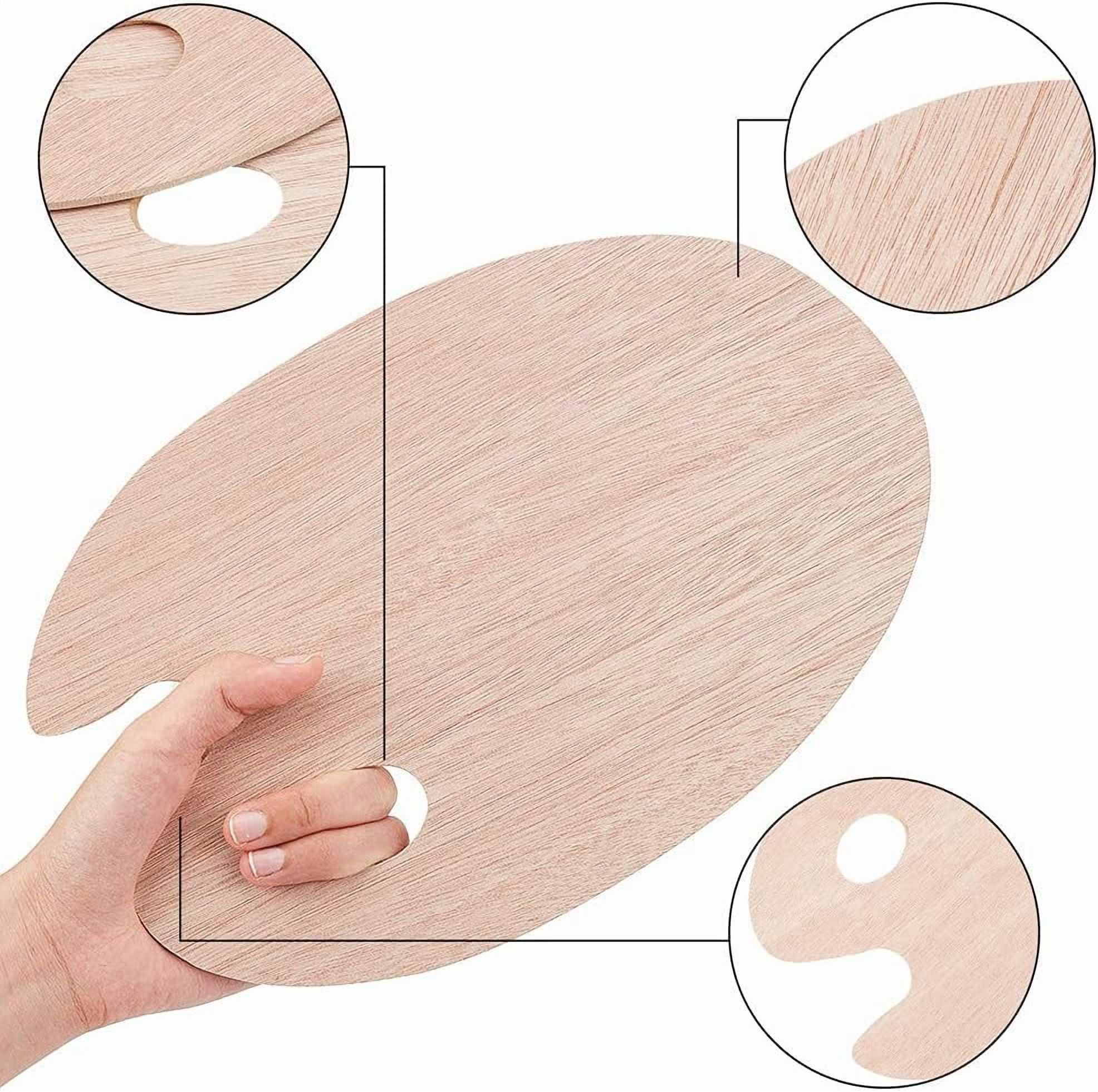 4pcs Oval Wooden Painting Palette 7 x 18 Inch Wooden Paint Tray Artist Painting Palette with Thumb Hole