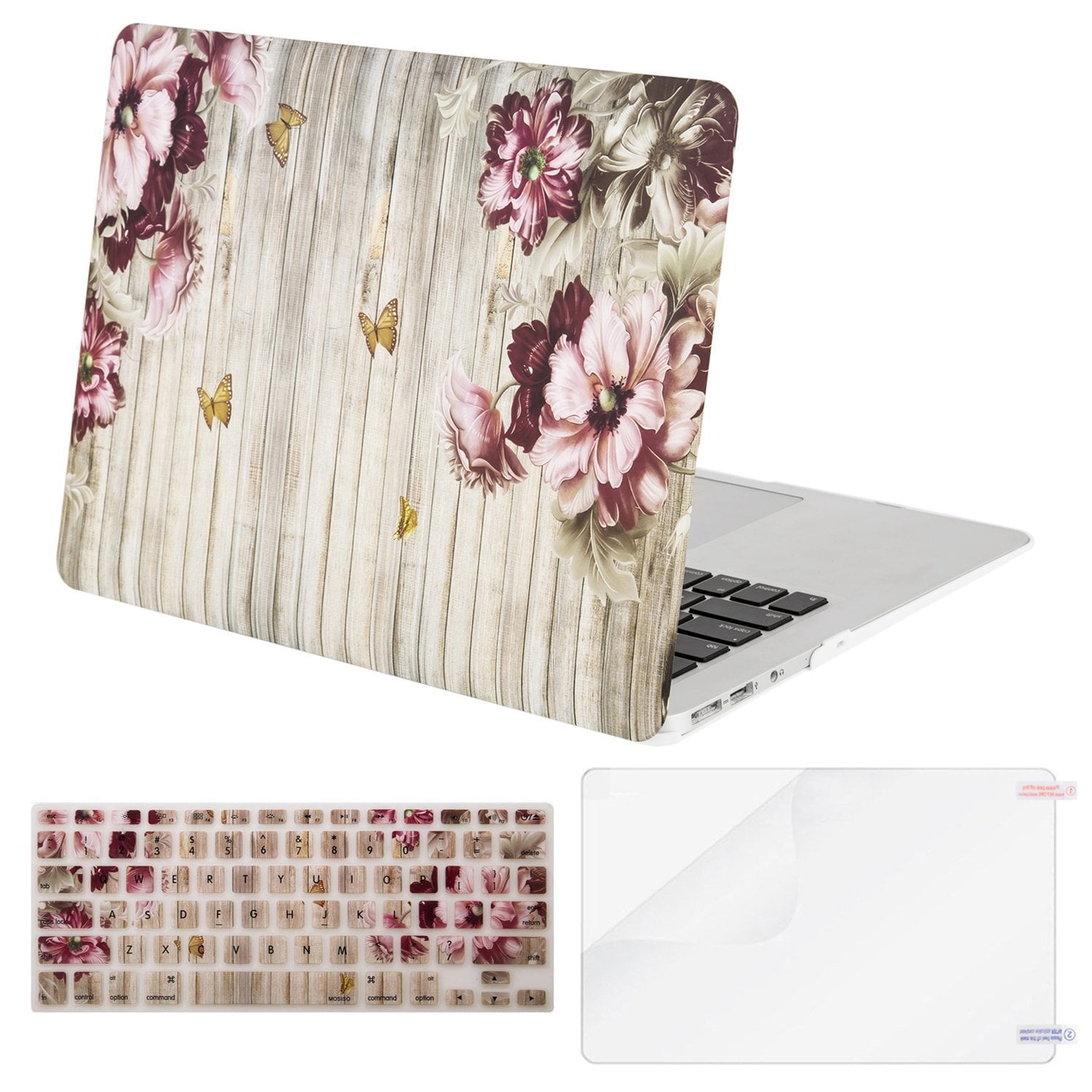 Compatible with MacBook Air 13 inch Hard Plastic Shell Cover Case A1369 & A1466, 2010-2017 Release Dogs on Floral Background Compatible with MacBook Air 13 inch Hard Plastic Shell Cover Case A1369 & A1466, 2010-2017 Release Dogs on Floral Background