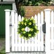 thumbnail image 5 of Corona de césped artificial primaveral para la puerta principal | Eucalipto y pequeñas flores | Redondo de 12" | Plástico, tela | Blanco, rosa, morado, amarillo | Decoración interior exterior, 5 of 6