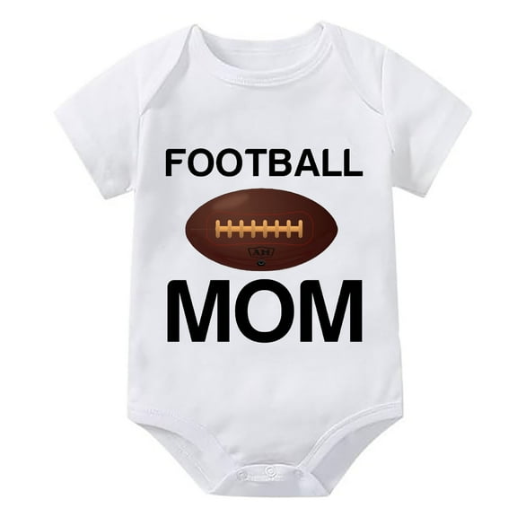 Football Mom Gender Neutral Romper Short Sleeve Baby Boy Rompers White Baby Girl Onsies3-6 Months