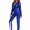 Blue, variant on Women Jumpsuit Hollow Out Hole Solid Color Skinny Slim Fit Soft Elastic Zipper Closure Stand Collar Long Sleeve Cosplay DJ Pole Dance Jazz Stage Performance Jumpsuit