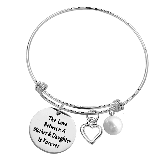 Mom Gift Adjustable Bracelet Mothers Day Jewelry Gift from Daughter Birthday Bangle Gift for Stepmom Daughter Graduation Gift from Mother Wedding Christmas Jewelry Gift for Family Women Her Girls