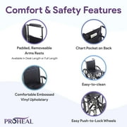 ProHeal Premium Wheelchair with Removable Desk Arms, Swing Away Foot Rests, 20 Seat