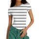 thumbnail image 1 of Xuyuer Print Fitted Pencil Top - Women's Casual Unstructured Round Neck Short Sleeve Shirt Matching Set for Office Chic Ensembles, Dinner Date Nights & Modern Separates Wardrobe Styling, 1 of 5