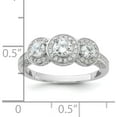 thumbnail image 5 of Sterling Silver Cheryl M Rhodium-Plated Brilliant-Cut Cz Three Stone Halo W/ Side Stones Ringsize 6 (Width 7.7) - Jbsp, 5 of 5