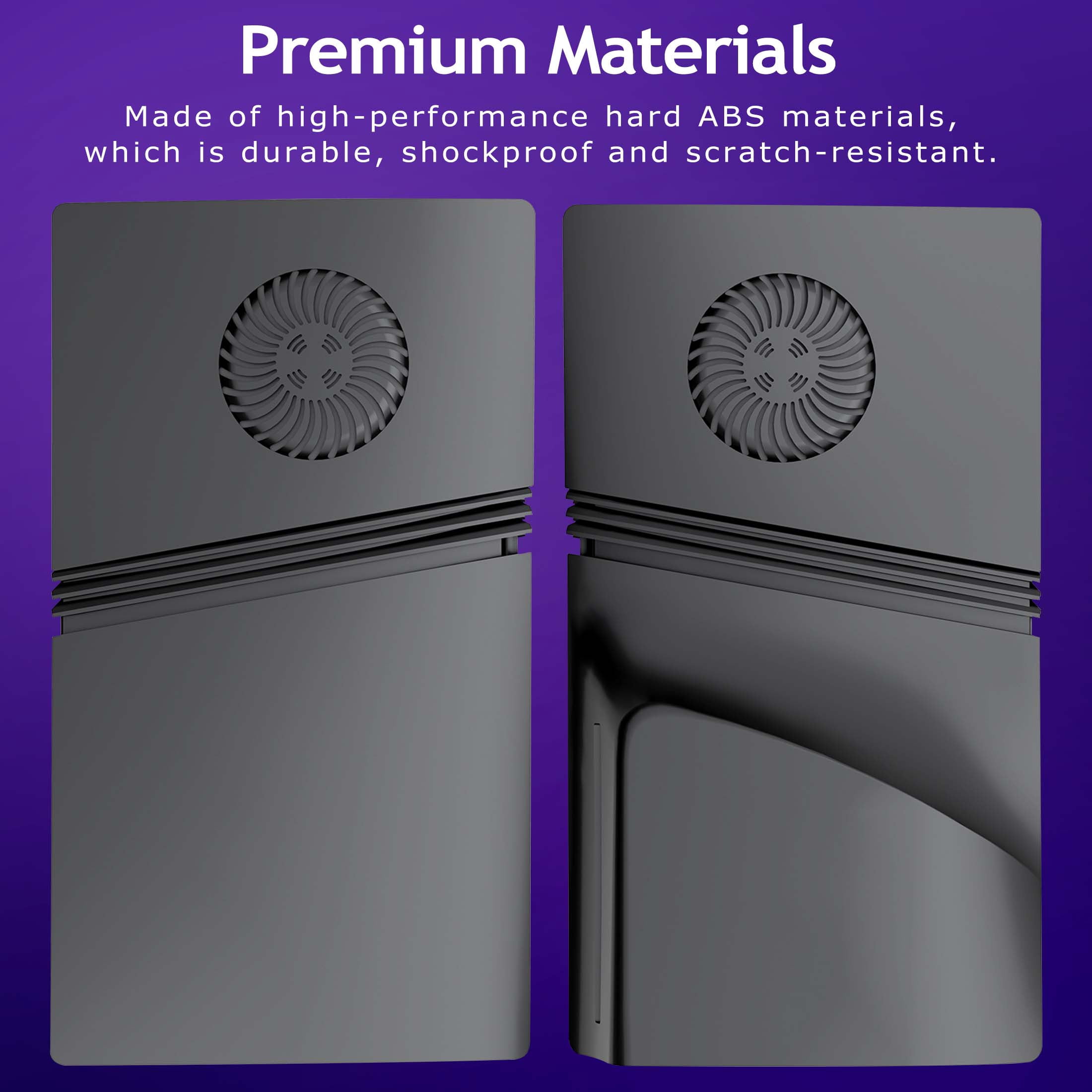 Faceplates for PS5 Pro Disc Console Cover Plate Replacement with Cooling Vents & Dust Filter, (Disc Edition, Black)