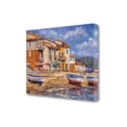 thumbnail image 3 of 34" Boats Docked Near Cafes Bright Sunny Day Giclee Wrap Canvas Wall Art, 3 of 3