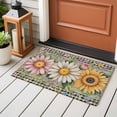 thumbnail image 4 of Bathroom Rugs 2x3 Ft, Vintage Daisy Floral Non Slip Area Rugs for Kitchen Bedroom Entryway, Spring Flowers Botanical Leaves Checkered Wooden Washable Carpet Runner Rug Floor Mats for Bedroom, 4 of 8