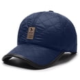 thumbnail image 2 of Voska Winter Men's PU Leather Earflap Hat Thickened Warm Casual Baseball Outdoor Cap Navy, 2 of 3