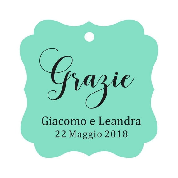 Darling Souvenir Wedding Favor Tag Grazie Wedding Thank You Gift Custom Hang Tags-Mint Green-50 Tags