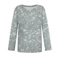 thumbnail image 4 of ManxiVoo Women's Sparkle Glitter V Neck Long Sleeve Top Gradient Printed Shimmering Bodycon Evening Party Blouse for Women M Size White, 4 of 5