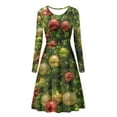 thumbnail image 4 of Suhoaziia Women Dresses for Special Occasions Christmas Tree Gift All Over Print Skater Skirt Elastic Loose Casual Self Party Cultivation Playwear with SleevesS, 4 of 7