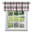 thumbnail image 2 of Modern Geometric Buffalo Plaid Valances for Windows,Kitchen Valance Rod Pocket Short Curtain, Black Pink Line Lattice Valance Curtain Window Valances for Bedroom Bathroom Living Room 54x18in, 2 of 9