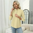 thumbnail image 4 of A plain V-neck,three-quarter sleeve, buttoned T-shirt for daily commuting for ladies. Ideal gift for girlfriend on birthdays, Halloween or Christmas, 4 of 6