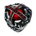 thumbnail image 4 of Vintage Stainless Steel Cross Ring with Red Diamond Geometric Design Mens Ring and Gold Accent Ring Wide Band Jewelry, 4 of 6