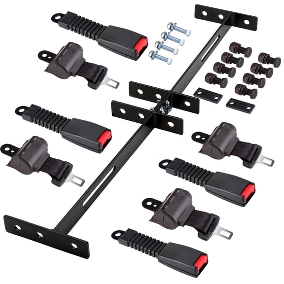 10L0L Universal Golf Cart Seat Belts and Bracket Kit for 4 Passenger EZGO TXT Club Car Yamaha,Retractable Safety Belt Kit