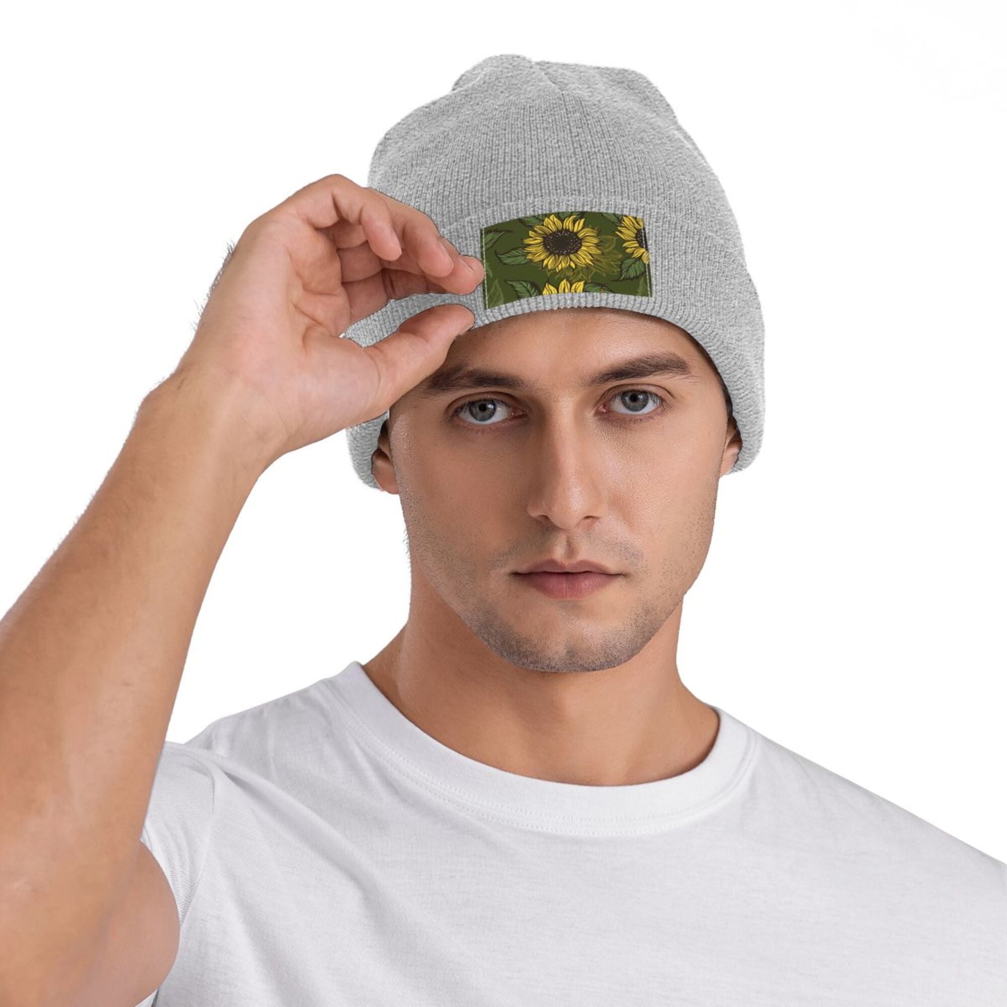 ZICANCN Sunflower Floral Blooming Flower Knit Beanie Hat, Winter