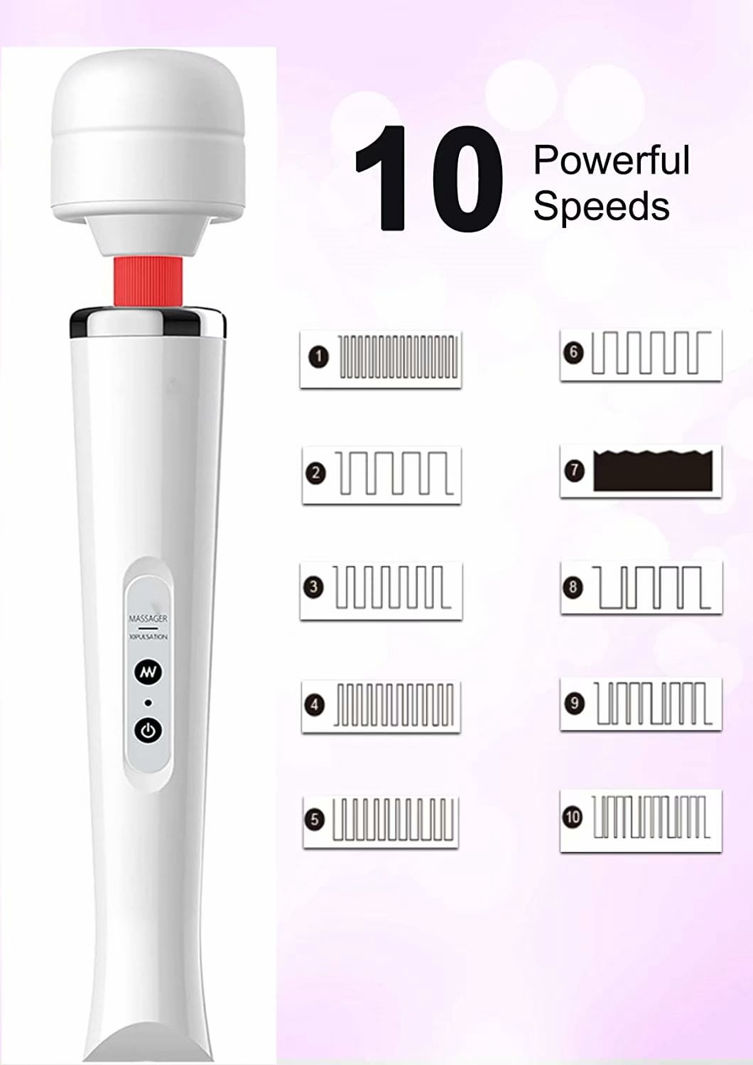 Artrylin Therapeutic Personal Massager USB Charging Cordless 10 Modes Suitable for Neck Back Leg and Other Relaxing Massage Quiet (White)