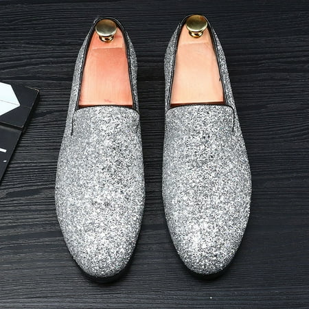 

Men‘s Shoes Doug Shoes British Fashion Pointed Shoes Korean Style Sequin Personalized Men‘s Shoes Large Size Shoes