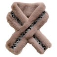 thumbnail image 1 of Bufanda de cuello de piel sintética a prueba de frío y cálida para invierno, bufanda de felpa de invierno con estampado de anillos para mujer, 1 of 1