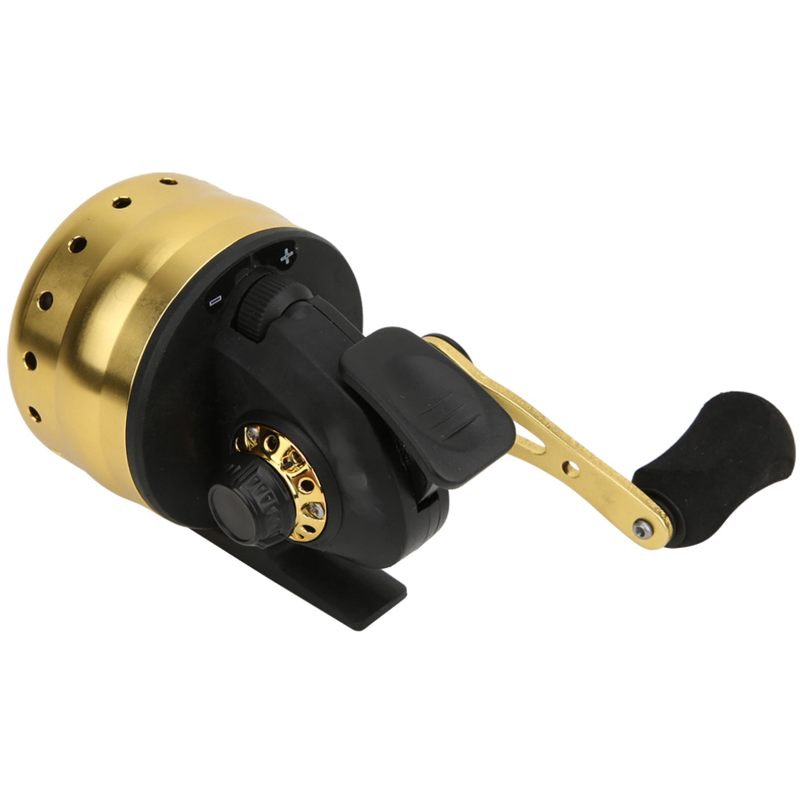 NFTIGB Golden Spincast Reel for Outdoor Bow Fishing, Closed Face Inside Lines Fish Hunting Shooting Accessory (5.12 in / 13.00 cm)