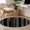thumbnail image 3 of Area Rug 48in, Bohemian Geometric Style Floor Carpet Living Room Rug, Black White Art Ethnic Striped Non-Slip Welcome Mat Indoor Rugs for Bedroom Dining Room, 3 of 9