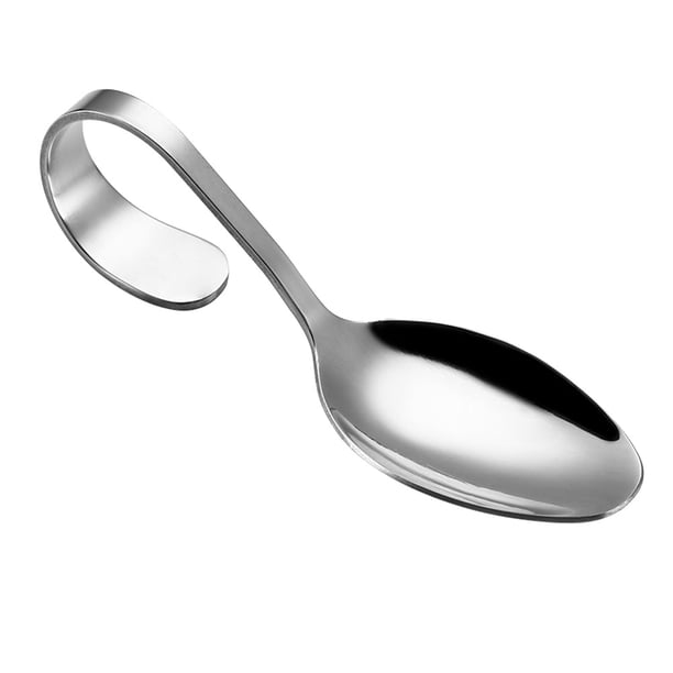 EeaseMX Cuchara de acero inoxidable con mango curvo Cuchara de vajilla para cocina de hotel buffet (plateada)