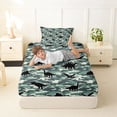 thumbnail image 4 of Feelyou Green Camouflage Dinosaur Twin Sheet Sets for Boys Men Kids, Rustic Wildlife Bedding, 3 Pieces, 4 of 5