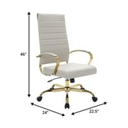 Benmar High-Back Tan Leather Office Desk Chair Ergonomic Executive Chair with Adjustable Swivel, Gold Frame with Cushion Support & Silent Wheels for Home Office Workstations