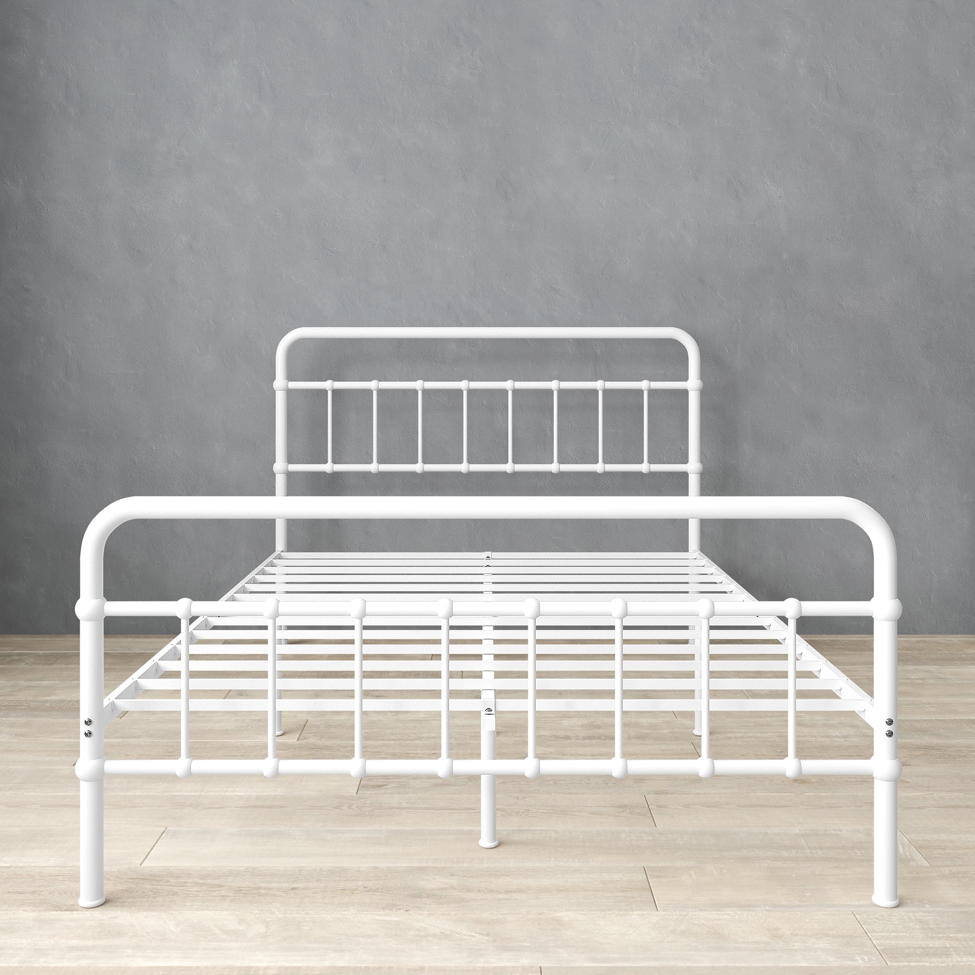 Zinus Florence 42" Metal Platform Bed Frame, White, King