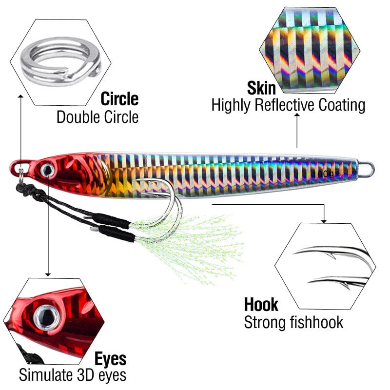7PCS Slow Fall Pitch Lead Metal Flat Jigging Fishing Lure Long Casting Deep Sea
