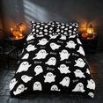 thumbnail image 2 of Homewish Cute Boo Ghost Bedding, Cartoon Halloween Duvet Cover Full, Black White Gray, Black Reversible 3-Piece, 1 Duvet Cover and 2 Pillowcases, 2 of 7