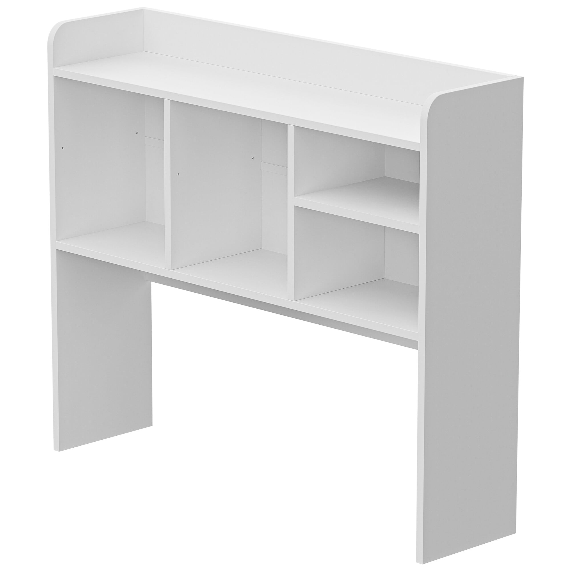 ZENY Desktop Bookshelf Storage Tabletop Display Hutch with 4 Shelves Wood Frame Freestanding Desk Organizer, White