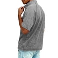 thumbnail image 5 of GrmtClth Mens Denim Shirts Vintage Short Sleeve T-Shirts Breathable Henley Tops Fashion Quarter Zip Blouse Gray M, 5 of 8