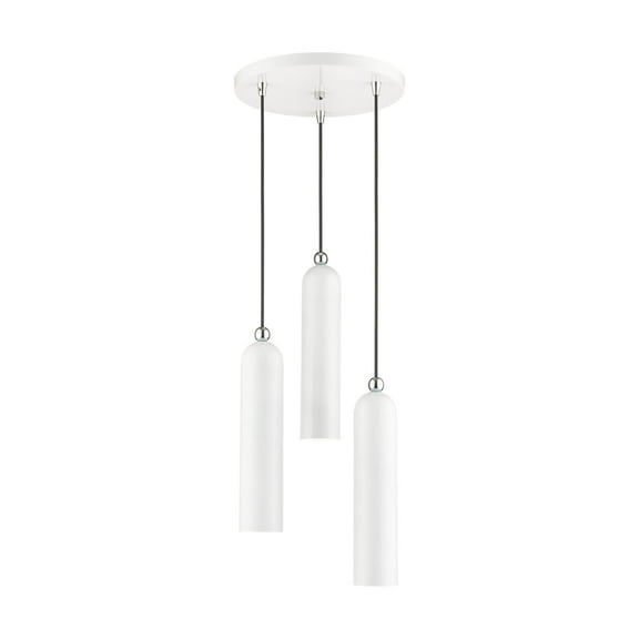 46753-69 Livex Lighting Ardmore - 3 Light Pendant in Mid Century Modern Style - 13 Inches wide by 16.5 Inches high-Shiny White Finish