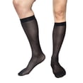 thumbnail image 2 of Spencer 2-Pack Men's Socks Mid-Calf Crew Socks Lightweight Causal Business Socks Nylon Patterned Thin Dress Socks, Black, 2 of 9