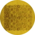 thumbnail image 1 of Ahgly Company Machine Washable Indoor Round Oriental Yellow Industrial Area Rugs, 6' Round, 1 of 4
