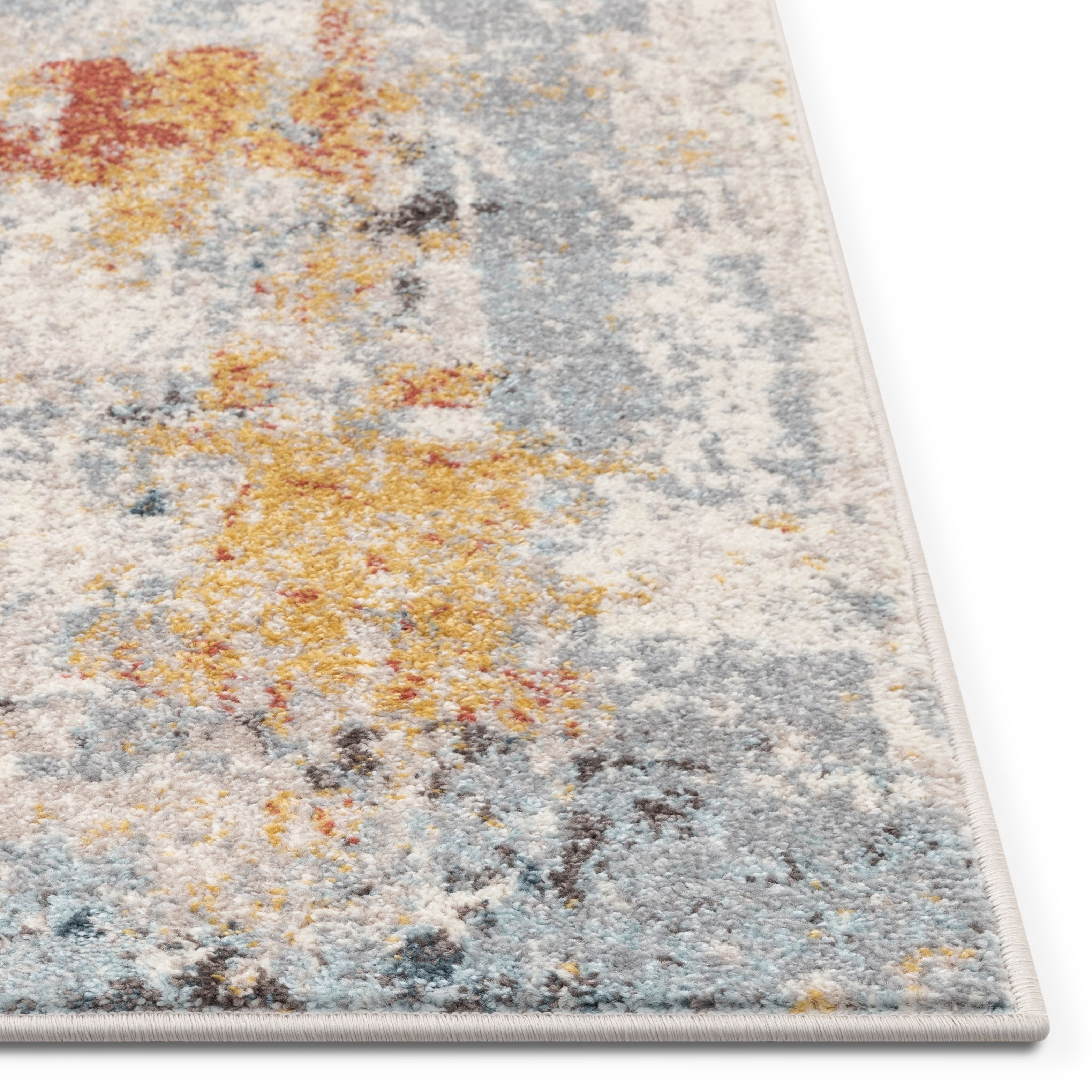 Sydney Nadine Blue Modern Abstract Distressed 5'3" x 7'3" Area Rug