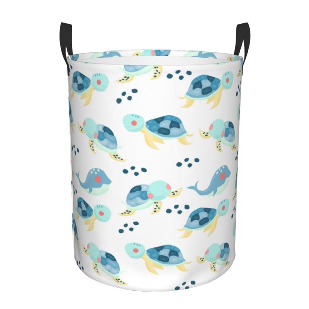 Fotbe Sea Turtle Cesto de Ropa con Asas, Cesto Impermeable de Gran Capacidad, Bolsa de Lavado para Dormitorio, Cesto de Ropa con Ruedas y Asas-Medium