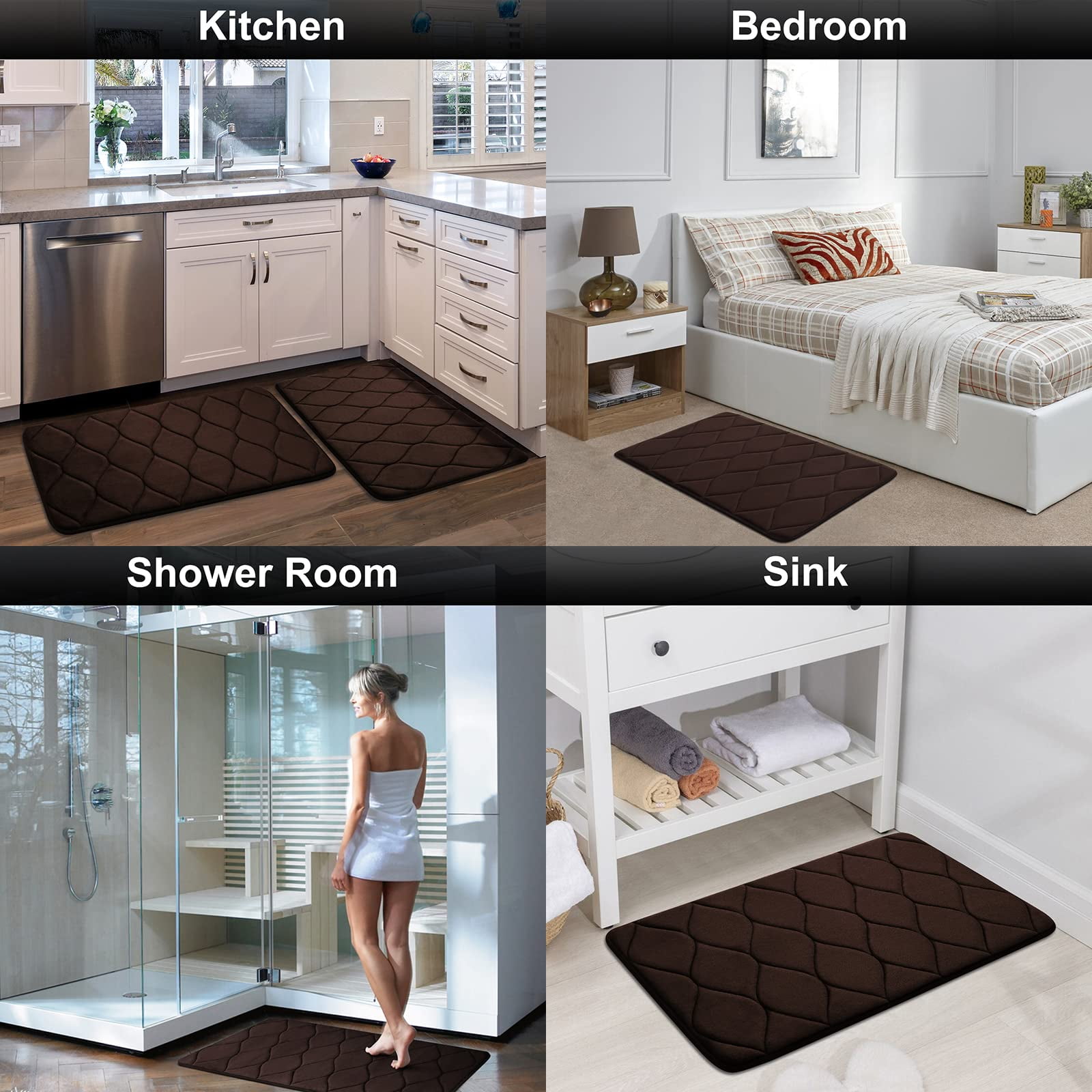 Smiry Memory Foam Bathroom Rugs, Ultra Soft & Non-Slip Bath Mat, 20"x32", Coffee
