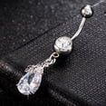 thumbnail image 2 of kurtrusly Zircon Rhinestone Waterdrop Flower Belly Navel Ring Curved Body Piercing Jewelry, 2 of 3
