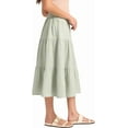 thumbnail image 2 of Matty M Women's Linen Blend Midi Skirt with Pockets (Light Green,XX-Large), 2 of 3
