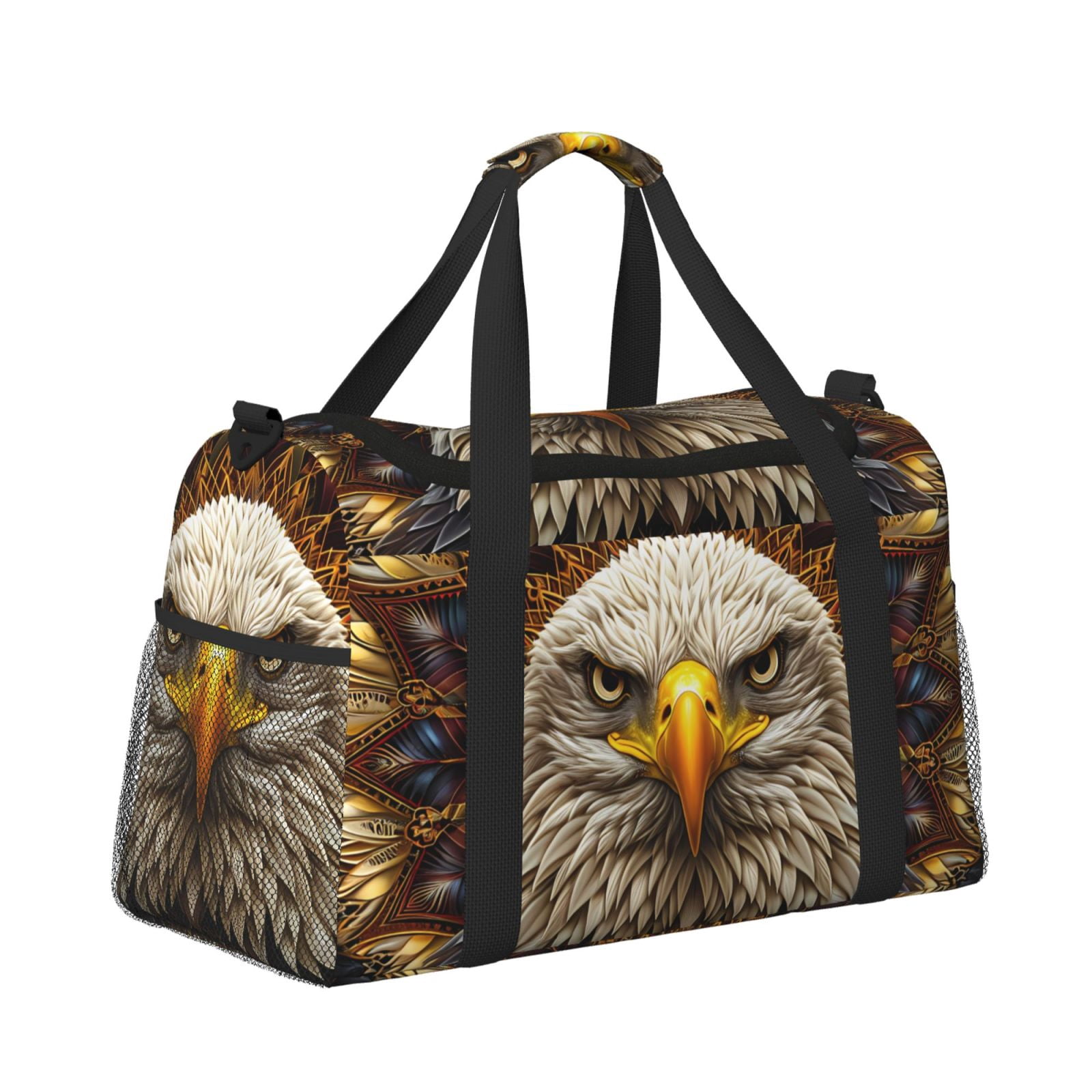 Fuzoiu Vintage Pattern Bald Eagle Print Travel Duffle Bag,Carry On Tote Bags,Duffel Bag,Sport Gym Bag, Hospital Bag for Labor and Delivery, Overnight Bag,Luggage Bag